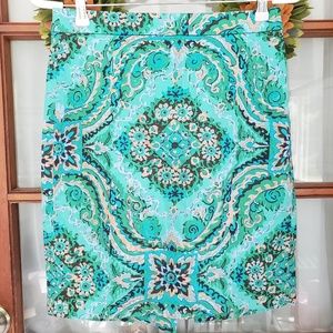 J. Crew Medallion Print Pencil Skirt